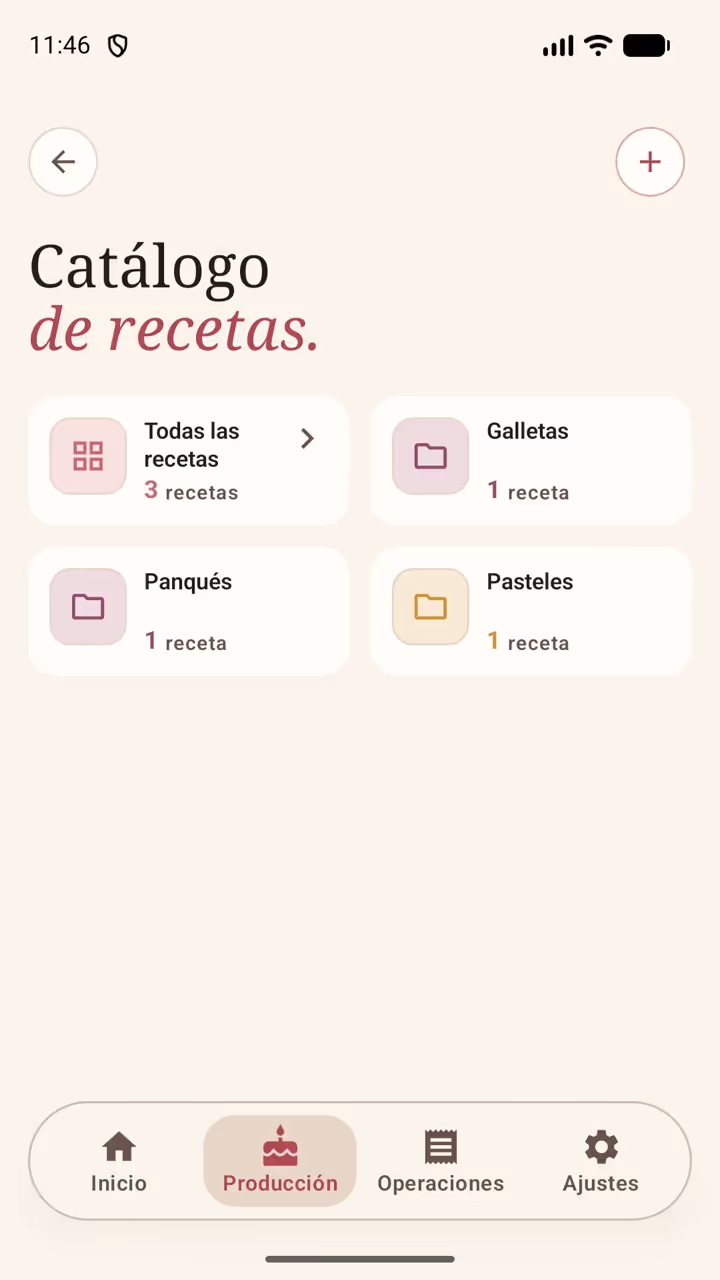 Catálogo de recetas de Receitório en Android, con las categorías y el número de recetas de cada una
