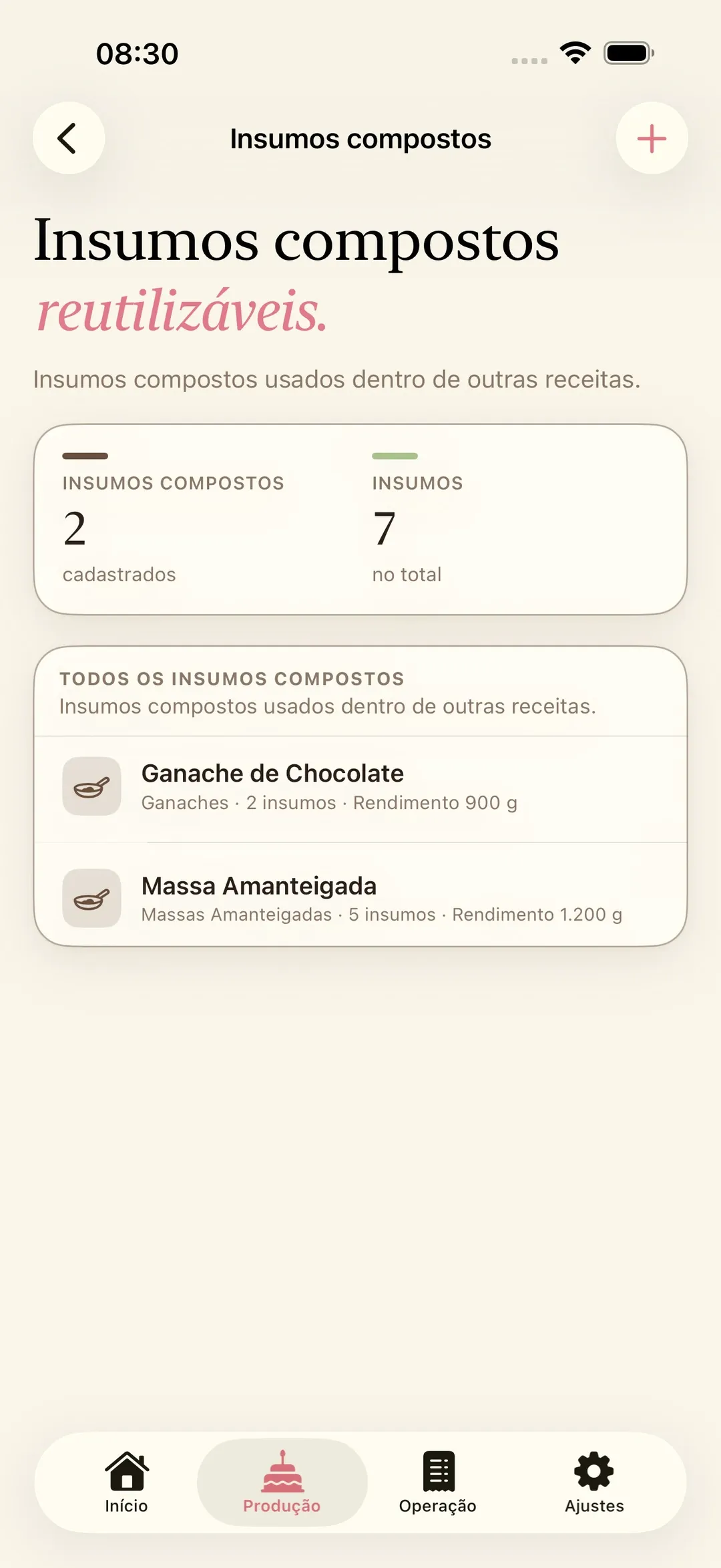 Receitas-base, os insumos compostos como ganaches e recheios, no Receitório